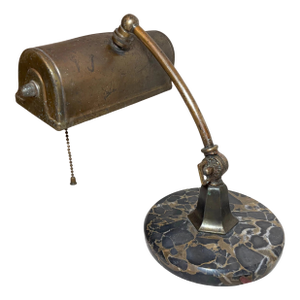 Antique Ornate Bronze Marble Adjustable Electric Desk Table Piano Lamp Light