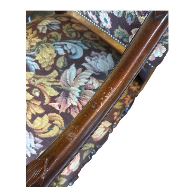 Circa 1880 Continental Arm Chair With Tapestry For Sale - Image 4 of 9
