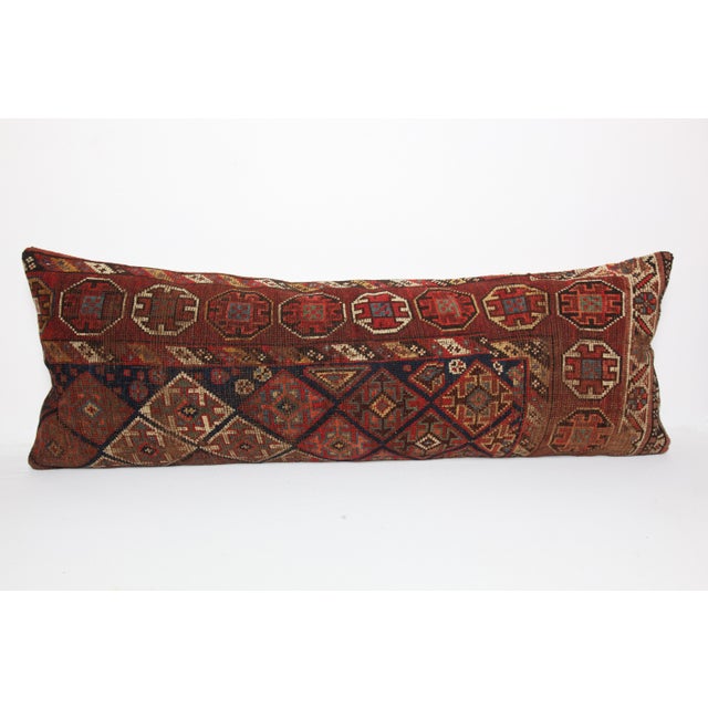 Late 19th Century Handwoven Vintage Turkish Kilim Lumbar Pillow – Boho Rustic Decor For Sale - Image 5 of 12