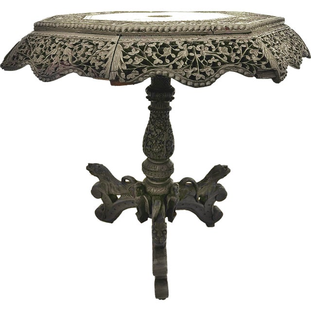 English 19th Century Burmese Anglo-Indian Carved Side Table For Sale - Image 3 of 10
