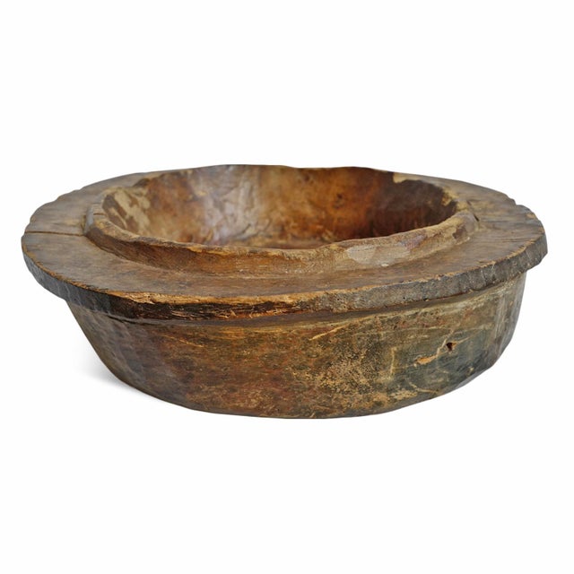 African Antique Baga Rustic Wood Bowl For Sale - Image 3 of 4
