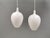 Two rare Pompei pendant lamps designed by Jo Hammerborg for Fog & Mørup in 1963. Made from double-layered glass (white on...
