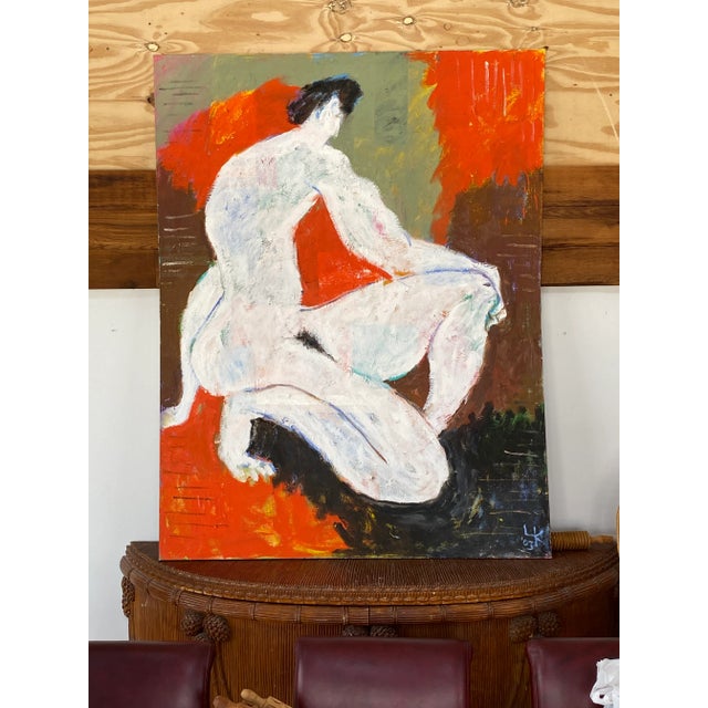 Large modern nude painting by Larry Kessler. Has beautiful texture and brush mark. Signed LK and dated 03.