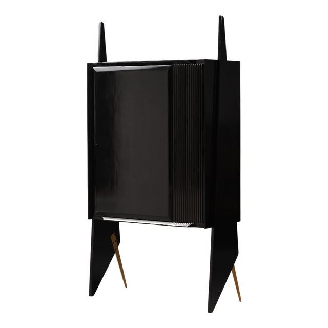 Vintage Italian Black Highboard, 1950s For Sale