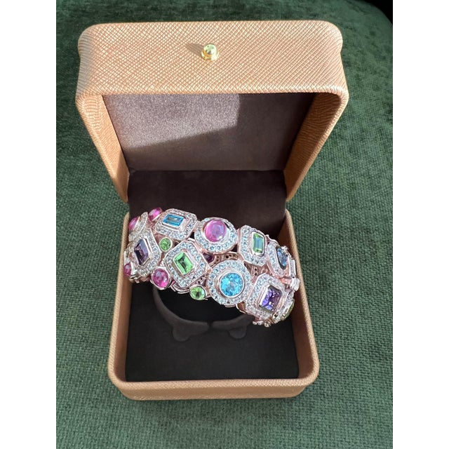 Late 20th Century Bochic “Capri” Vintage Ruby & Sapphire Bangle Set In 18K Gold & Silver For Sale - Image 5 of 15