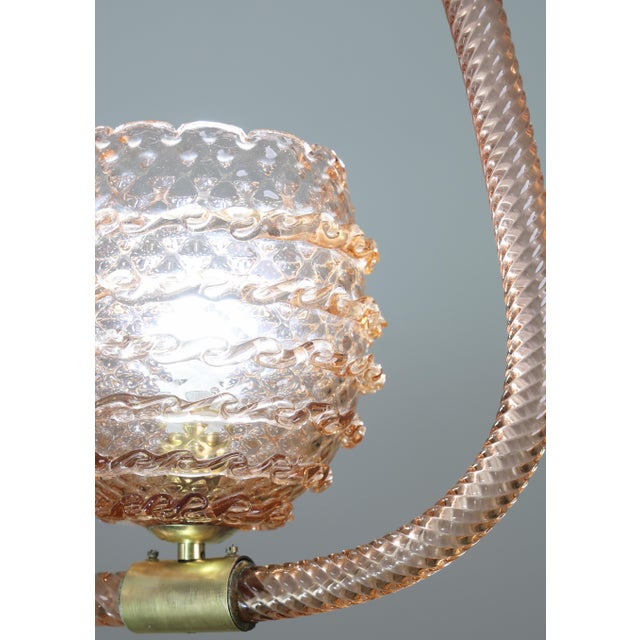 1940s Amazing Pink Art Deco Barovier E Toso Chandelier, Glass Murano For Sale - Image 11 of 16