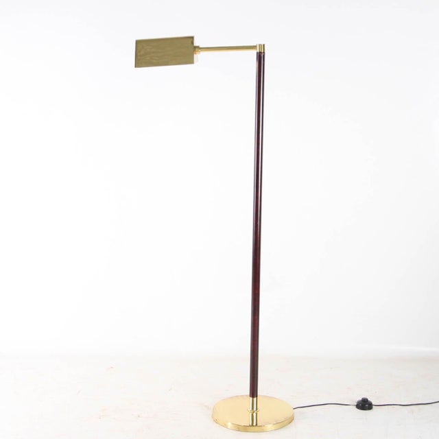 1980s Vintage Brass and Wood Floor Lamp, 1980s For Sale - Image 5 of 15