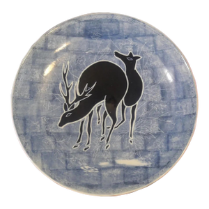 Vintage Mid 20th Century Japanese Aoki Brothers Company Arita Porcelain Deer Motif Charger Plate