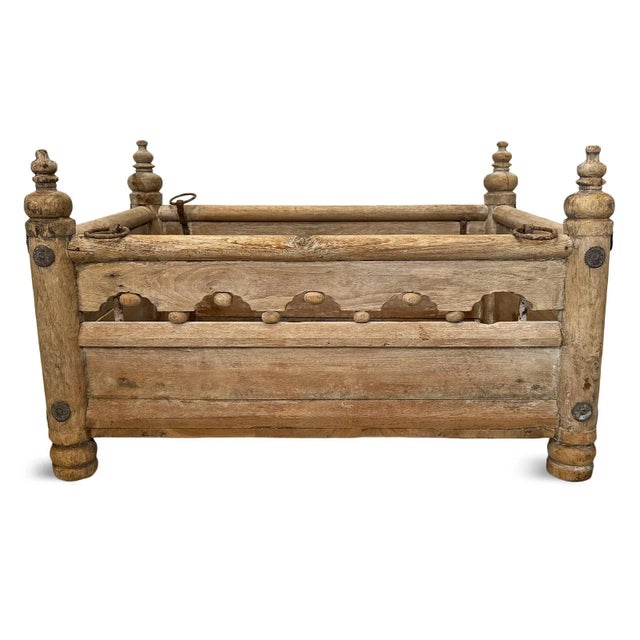 Indian Antique Wood Carved Jhula Box Table For Sale - Image 3 of 8