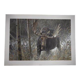 1980s Robert Bateman “The Challenge – Bull Moose” Signed Limited Edition Print For Sale