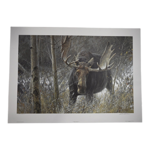 1980s Robert Bateman “The Challenge – Bull Moose” Signed Limited Edition Print