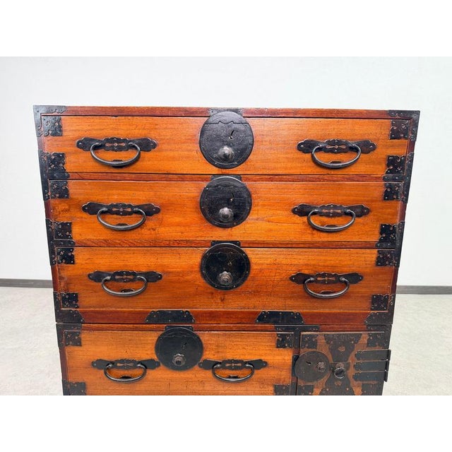Wood Antique Japanese Meiji 2-Body Kasane Isho-Dansu Clothing Chest, 1890s For Sale - Image 7 of 18