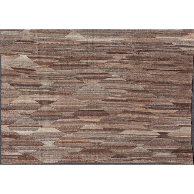 Textile Modern Brown Kilim Rug by Keivan Woven Arts, Hand-Woven Wool, 8'8" X 11'9" For Sale - Image 7 of 12