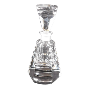 1980s Cut Crystal Perfume Bottle With Great Ridged Details