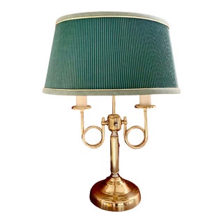 Vintage Brass French Bouillette Two-Arm Trumpet Horn Table Lamp For Sale
