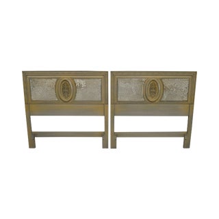 Rococo Style Vintage Pair Painted Cane Back Headboards For Sale