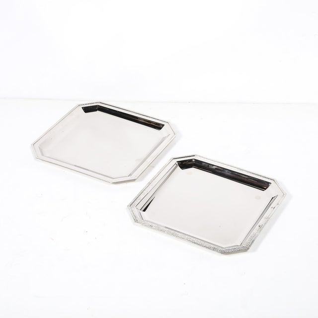 Set of Three Reed and Barton Silver Plate Trays With Hand-Hammered Detailing For Sale - Image 18 of 18