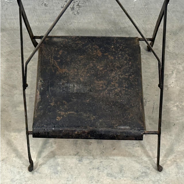 Metal Antique c.1920's French Folding Steel Tray Table With Scrollwork For Sale - Image 7 of 11