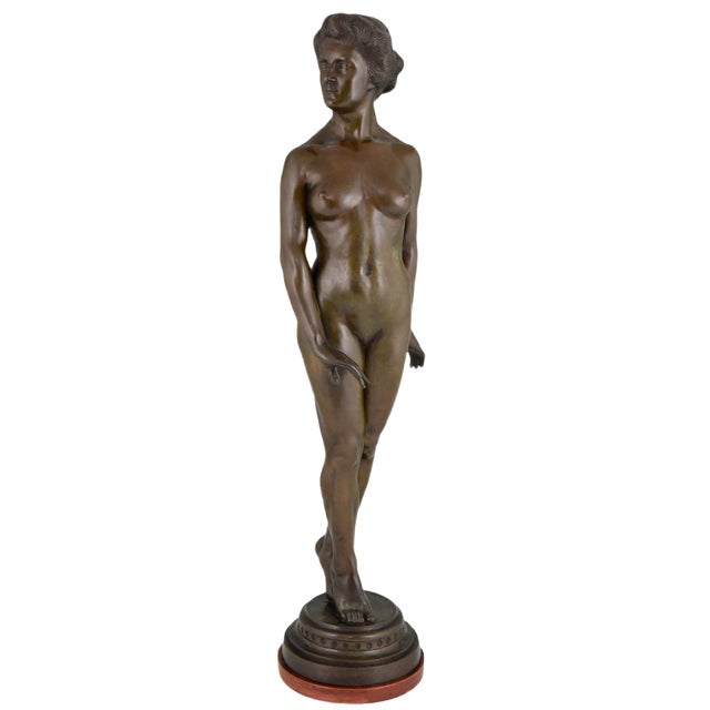 Art Deco Bronze Sculpture of a Standing Nude by Wilhelm Oskar Prack, 1930s For Sale