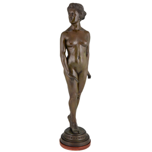 Art Deco Bronze Sculpture of a Standing Nude by Wilhelm Oskar Prack, 1930s