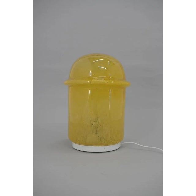 Space Age yellow glass table or floor lamp made in Czechoslovakia in 1970s. Perfect original condition. 1x75W, E25-E27...