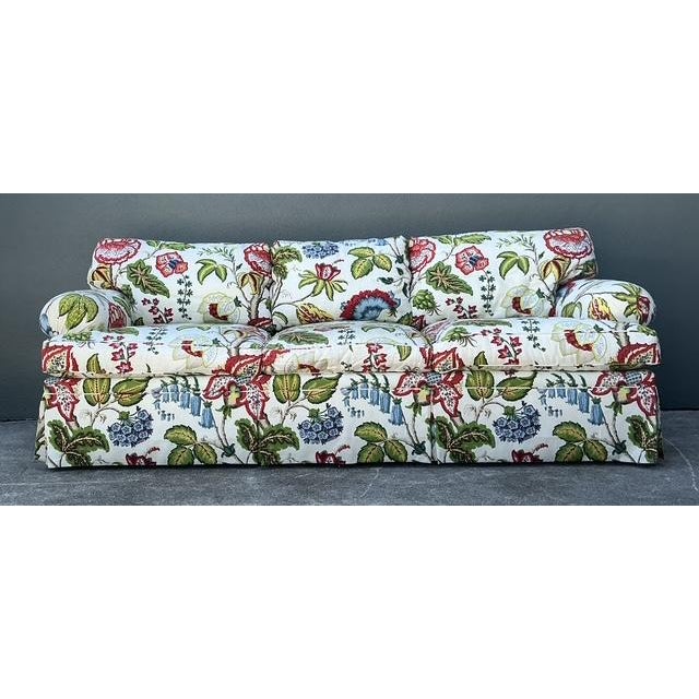 English Vintage Custom Sofa in Schumacher Classic “Tree of Life” For Sale - Image 3 of 12