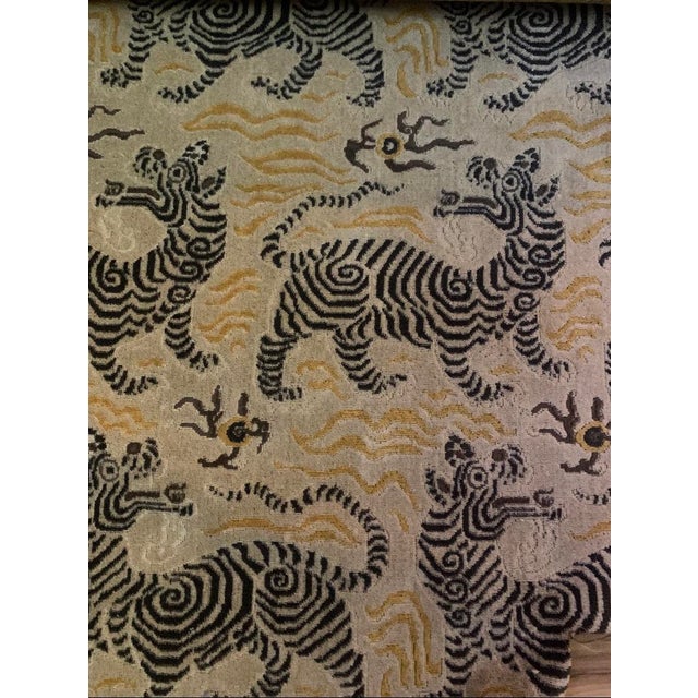 Chinoiserie Clarence House Chinoiserie Tibet Dragon Woven Velvet Fabric 5 1/2 Yards For Sale - Image 3 of 4