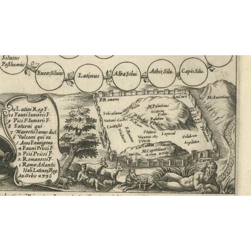 Genealogy of the Founders of Rome Engraving by Giacomo Lauro, 1612 For Sale - Image 6 of 10