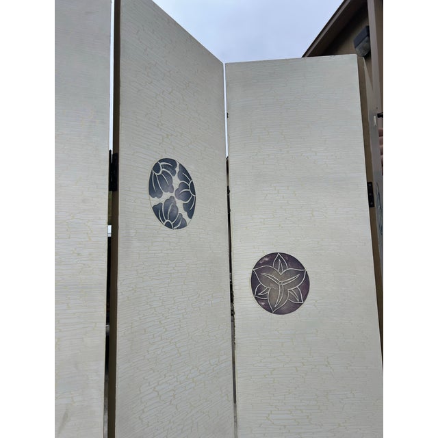 Vintage Asian Style Screen With Bird and Foliage Details For Sale - Image 4 of 5