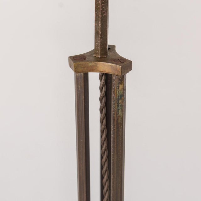 1930s French Art Deco Metal and Brass Floor Lamp For Sale - Image 10 of 17