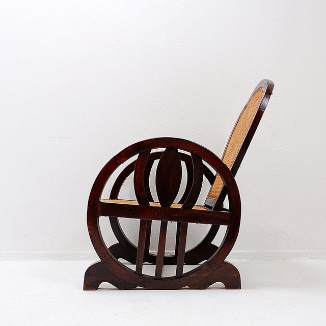 Art Deco armchairs in wood, sitting and back in caning, circa 1930s Art Deco Furniture - Mid-Century Measures : 57x67cm...