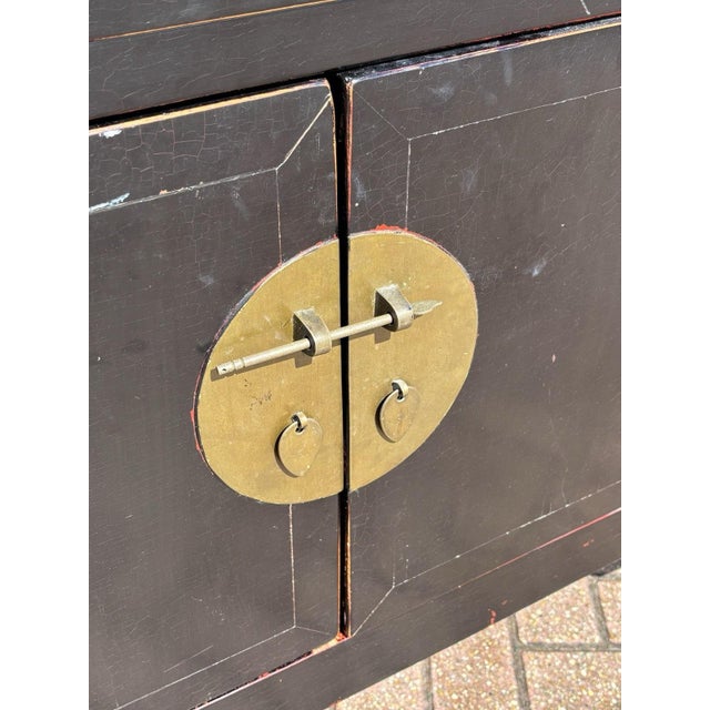 Black Lacquer and Brass Cupboard with 3 Drawers For Sale - Image 10 of 12