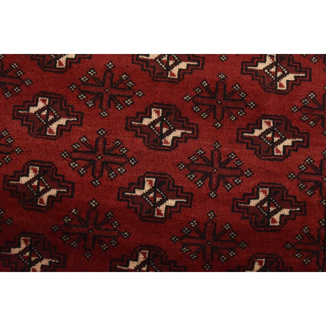 Baloch Rug 3’7” X 6’9” Red Wool Vintage Tribal Hand-Knotted Oriental Carpet For Sale - Image 4 of 12