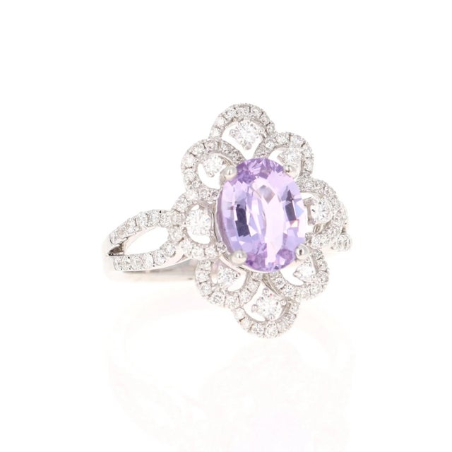 Breathtaking PPurple Sapphire Diamond Ring with a beautiful setting. Can also be a unique Engagement Ring or Cocktail...