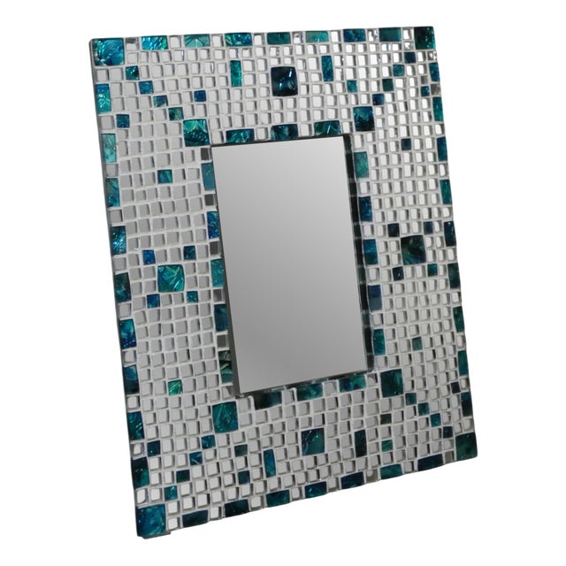 Table Mirror and Crystal Mosaic Photo Frame by Vetreria Darte, Italy, 1990s For Sale