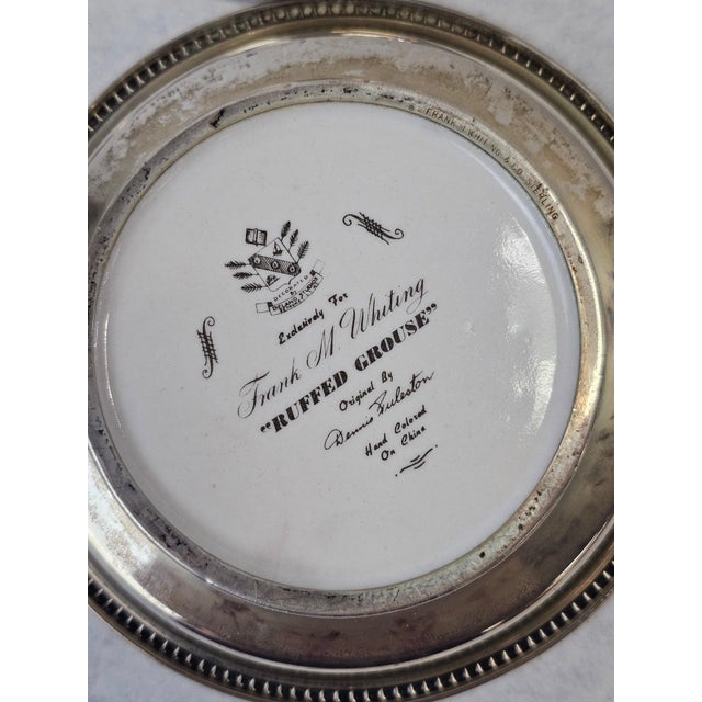 1950s Frank Whiting Sterling Silver and Porcelain Game Bird Coasters by Dennis Puleston - Set of Six For Sale - Image 12 of 14