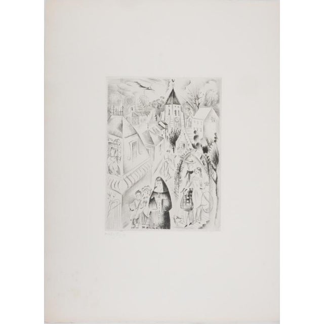 Mily possoz (1888-1968) the church of fontenay, c. 1930 original etching signed in pencil on bfk rives vellum 51 x 38 cm...