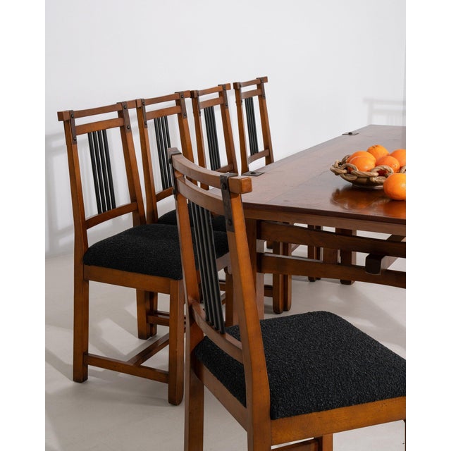 French 19th Century France Black Wood Dining Set For Sale - Image 3 of 11