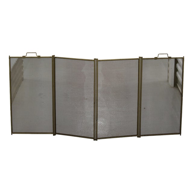 Minimalist Gold Foldable Fireplace Screen, 1950s For Sale
