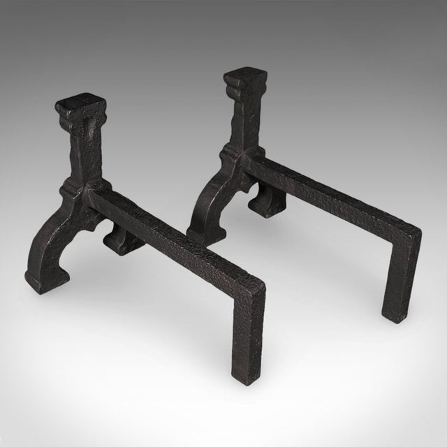 Antique Fireplace Hearth Set, English, Fire Basket, Andirons, Victorian, c.1870 For Sale - Image 9 of 10