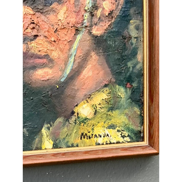 Charcoal Vintage Figurative Oil Painting on Canvas For Sale - Image 8 of 12
