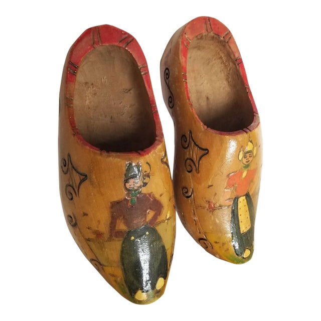 Pair of 1950s Wooden Shoes For Sale