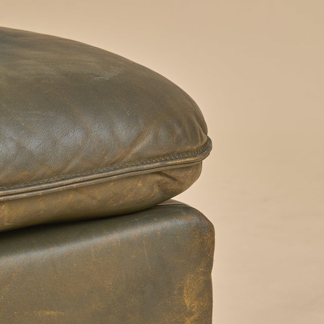 Green Swiss Olive Leather DS 49 Ottoman by De Sede, 1970s - 2 Available For Sale - Image 8 of 13