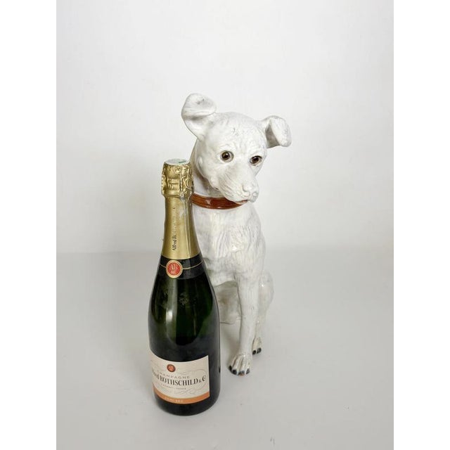 White Glazed Ceramic Dog Sculpture, France, 1970s For Sale - Image 3 of 16