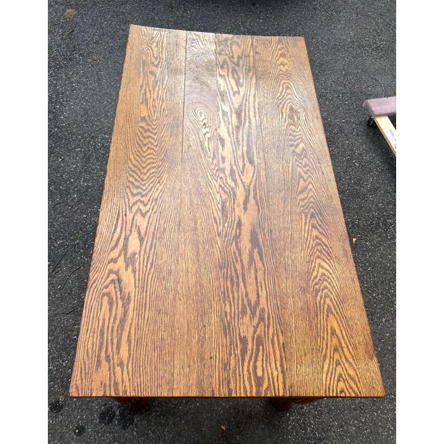 Antique 1900's Large Oak Library Table 2 Drawers For Sale - Image 9 of 16
