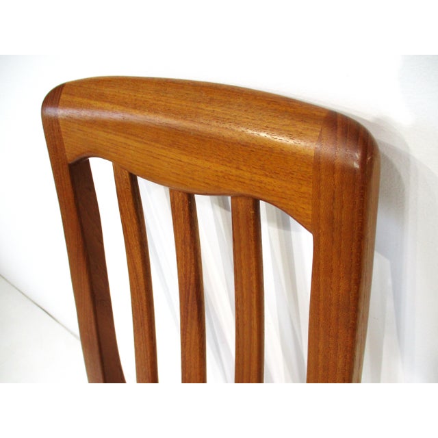Teak Upholstered Dining Chairs 2 Arm 2 Sides in the Style of Danish Modern For Sale - Image 14 of 17