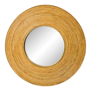 Contemporary Italian Circular Rattan Mirror
