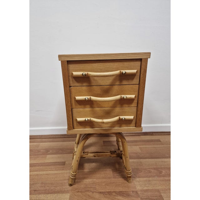 Vintage Bedside Tables in Bamboo and Oak, 1980s, Set of 2 For Sale - Image 11 of 16