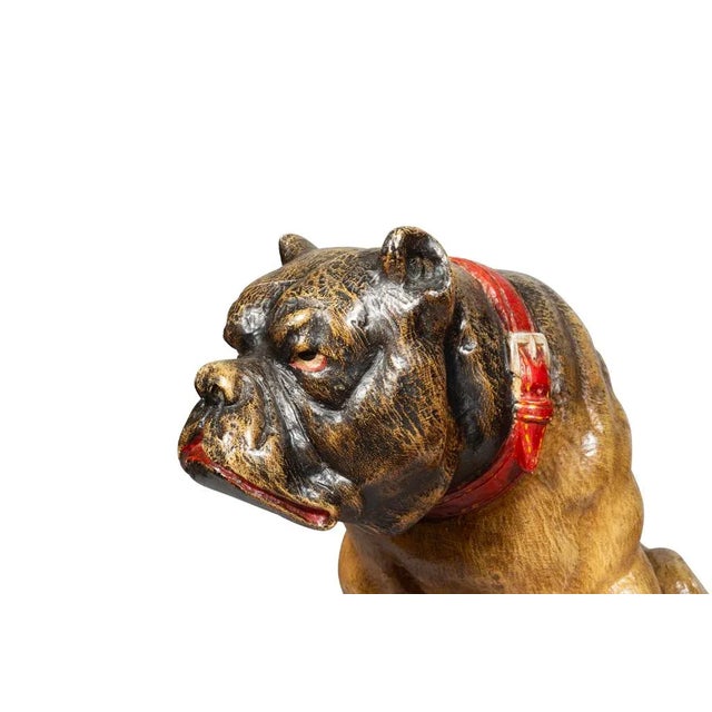 Wood Painted and Carved Wood Bulldog For Sale - Image 7 of 11