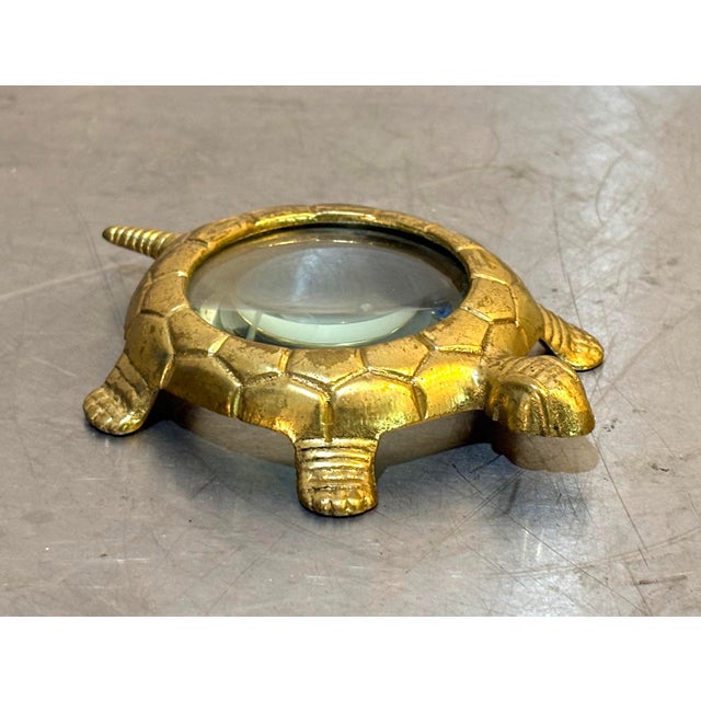 1950s-60s brass turtle tabletop magnifying glass. Excellent condition.